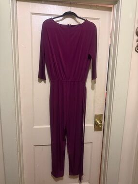 Nina Leonard Plum Sleeve Jumpsuit